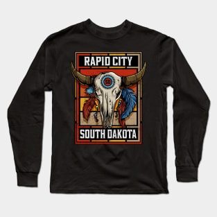 Rapid City South Dakota Native American Bison Skull Long Sleeve T-Shirt